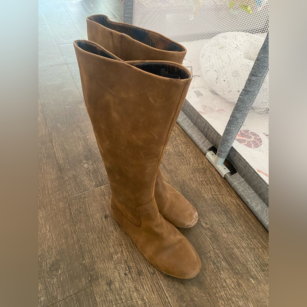 Born cognac leather knee high boots, size 10